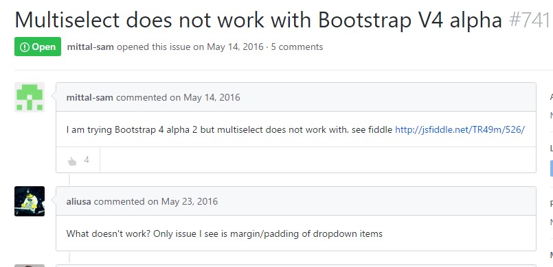 Multiselect does  not actually  function  using Bootstrap V4 alpha